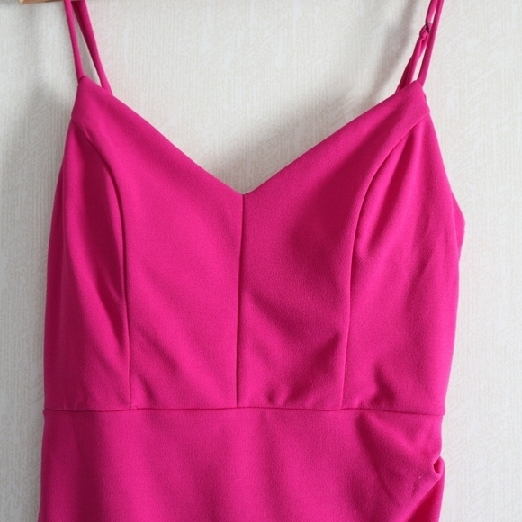 LOVE Nickie Lew Sparkle Pink Ruched side Stretch Dress - Picture 5 of 15